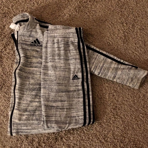 Adidas Velour Black and Grey Tracksuit set, Size 10-12 Childrens. - Picture 1 of 4